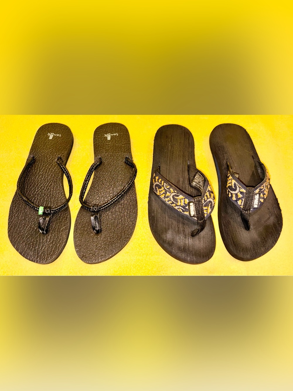 2 Pair Women’s Sandals Flip Flops - Sanuk Teva Mesh II - Size 6  EU 37